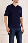 Svevo Men's blue cotton polo shirt - Composition:100% cotton. Closure: buttons. Country of manufacture: Italy. Care: specialized cleaning - photo 3