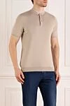 Svevo Polo for men beige made of cotton - stand collar. 100% cotton. Closure: buttons. Country of manufacture: Italy. Care: specialized cleaning - photo 3