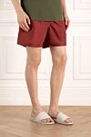 Loro Piana Men's burgundy polyester beach shorts. - brand logo. 100% polyester. Closure: drawstring. two side pockets, one back pocket. Country of manufacture: Italy. Care: specialized cleaning - photo 3