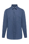 Loro Piana Men's blue linen shirt - 100% linen. Closure: buttons. one chest pocket. Country of manufacture: Italy. Care: specialized cleaning - photo 1