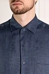 Loro Piana Men's blue linen shirt - 100% linen. Closure: buttons. one chest pocket. Country of manufacture: Italy. Care: specialized cleaning - photo 5