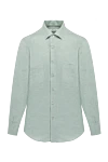 Loro Piana Men's green linen shirt - 100% linen. Closure: buttons. one chest pocket. Country of manufacture: Italy. Care: specialized cleaning - photo 1