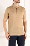 Loro Piana Men's beige linen polo shirt - 100% linen. Closure: buttons. Country of manufacture: Italy. Care: specialized cleaning - photo 3