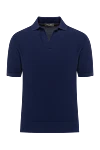 Loro Piana Men's blue polo shirt made of cotton and silk - 70% cotton, 30% silk. Closure: buttons. Country of manufacture: Italy. Care: specialized cleaning - photo 1