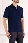 Loro Piana Men's blue polo shirt made of cotton and silk - 70% cotton, 30% silk. Closure: buttons. Country of manufacture: Italy. Care: specialized cleaning - photo 3