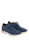 Loro Piana Men's blue wool sneakers - contrast sole. 100% wool. Closure: laces. Country of manufacture: Italy. Care: specialized cleaning - photo 3