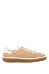 Loro Piana Women's beige suede sneakers. - contrast sole. 100% suede. Closure: laces. Country of manufacture: Italy. Care: specialized cleaning - photo 1