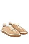 Loro Piana Women's beige suede sneakers. - contrast sole. 100% suede. Closure: laces. Country of manufacture: Italy. Care: specialized cleaning - photo 3