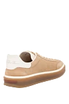 Women's beige suede sneakers. Loro Piana - contrast sole. 100% suede. Closure: laces. Country of manufacture: Italy. Care: specialized cleaning - photo 4