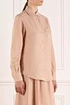 Loro Piana Women's pink linen shirt - 100% linen. Closure: buttons. one chest pocket. Country of manufacture: Italy. Care: specialized cleaning - photo 3