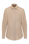 Loro Piana Women's beige linen shirt - 100% linen. Closure: buttons. one chest pocket. Country of manufacture: Italy. Care: specialized cleaning - photo 1