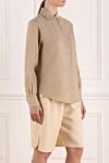 Loro Piana Women's beige linen shirt - 100% linen. Closure: buttons. one chest pocket. Country of manufacture: Italy. Care: specialized cleaning - photo 3