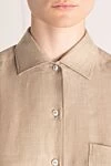 Loro Piana Women's beige linen shirt - 100% linen. Closure: buttons. one chest pocket. Country of manufacture: Italy. Care: specialized cleaning - photo 5