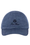 Loro Piana Men's blue cap made of linen - brand logo. 100% linen. Country of manufacture: Italy. Care: specialized cleaning - photo 1