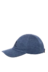 Loro Piana Men's blue cap made of linen - brand logo. 100% linen. Country of manufacture: Italy. Care: specialized cleaning - photo 3