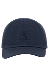 Loro Piana Men's blue cap made of cotton - brand logo. 100% cotton. Country of manufacture: Italy. Care: specialized cleaning - photo 1