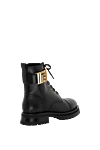 Women's black leather ankle boots with gold logo Balmain - buckle with brand logo. 100% genuine leather. Closure: laces. Country of manufacture: Italy. Care: specialized cleaning - photo 4