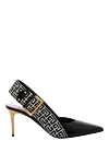 Balmain Women's black heels made of genuine leather with a print - pattern with logo. 100% genuine leather. buckle. Country of manufacture: Italy. Care: specialized cleaning - photo 1