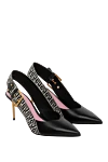 Balmain Women's black heels made of genuine leather with a print - pattern with logo. 100% genuine leather. buckle. Country of manufacture: Italy. Care: specialized cleaning - photo 3