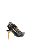 Women's black heels made of genuine leather with a print Balmain - pattern with logo. 100% genuine leather. buckle. Country of manufacture: Italy. Care: specialized cleaning - photo 4