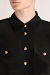 Balmain Black silk blouse for women - branded buttons. 100% silk. Closure: buttons. two chest pockets. Country of manufacture: Italy. Care: specialized cleaning - photo 5