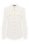 Balmain Women's white silk blouse - branded buttons. 100% silk. Closure: buttons. two chest pockets. Country of manufacture: Italy. Care: specialized cleaning - photo 1