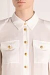 Balmain Women's white silk blouse - branded buttons. 100% silk. Closure: buttons. two chest pockets. Country of manufacture: Italy. Care: specialized cleaning - photo 5