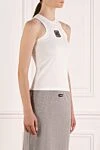 Balmain Women's top white - brand logo. 39% cotton, 39% modal, 12% elastane, 10% polyamide. Country of manufacture: Italy. Care: specialized cleaning - photo 3