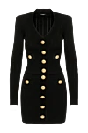 Balmain Women's black suit with a skirt made of viscose and polyester - Decor large branded buttons. 83% viscose, 17% polyester. buttons, zipper. Country of manufacture: Italy. Care: specialized cleaning - photo 1