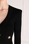 Balmain Women's black suit with a skirt made of viscose and polyester - Decor large branded buttons. 83% viscose, 17% polyester. buttons, zipper. Country of manufacture: Italy. Care: specialized cleaning - photo 5