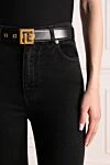 Women's black genuine leather belt with logo Balmain - buckle with brand logo. 100% genuine leather. buckle. Country of manufacture: Italy. Care: specialized cleaning - photo 2