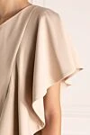 Fleur de Paris Women's dress beige - flounce, asymmetrical cut. 65% rayon, 25% viscose, 10% lycra. Country of manufacture: Italy. Care: specialized cleaning - photo 5