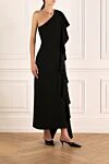 Fleur de Paris Women's dress black - flounce, asymmetrical cut. 65% rayon, 25% viscose, 10% lycra. Country of manufacture: Italy. Care: specialized cleaning - photo 3