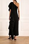 Women's dress black Fleur de Paris - flounce, asymmetrical cut. 65% rayon, 25% viscose, 10% lycra. Country of manufacture: Italy. Care: specialized cleaning - photo 4