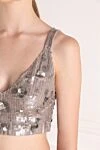 P.A.R.O.S.H. Women's gray top made of polyamide and elastane - sequins. 90% polyamide, 10% elastane. Country of manufacture: Italy. Care: specialized cleaning - photo 5