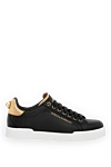 Dolce & Gabbana Black women's snickers made of genuine leather - brand logo, contrast sole. 100% genuine leather. Closure: laces. Country of manufacture: Italy. Care: specialized cleaning - photo 1