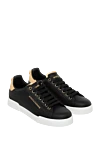 Dolce & Gabbana Black women's snickers made of genuine leather - brand logo, contrast sole. 100% genuine leather. Closure: laces. Country of manufacture: Italy. Care: specialized cleaning - photo 3