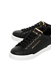 Dolce & Gabbana Black women's snickers made of genuine leather - brand logo, contrast sole. 100% genuine leather. Closure: laces. Country of manufacture: Italy. Care: specialized cleaning - photo 5