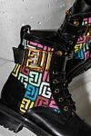 Balmain Women's black leather boots with colorful print - brand logo pattern, buckle. 100% genuine leather. Closure: laces. Country of manufacture: Italy. Care: specialized cleaning - photo 7