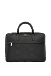 Serapian Men's briefcase black, genuine leather - embossed. 100% genuine leather. Closure: zipper. one outer pocket, smartphone pockets, inner pocket . Handles: double handles, adjustable and detachable strap. Country of manufacture: Italy. Care: specialized cleaning - photo 1