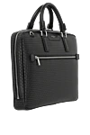 Serapian Men's briefcase black, genuine leather - embossed. 100% genuine leather. Closure: zipper. one outer pocket, smartphone pockets, inner pocket . Handles: double handles, adjustable and detachable strap. Country of manufacture: Italy. Care: specialized cleaning - photo 3