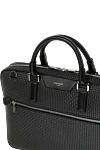 Serapian Men's briefcase black, genuine leather - embossed. 100% genuine leather. Closure: zipper. one outer pocket, smartphone pockets, inner pocket . Handles: double handles, adjustable and detachable strap. Country of manufacture: Italy. Care: specialized cleaning - photo 5