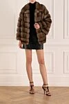 Women's beige sable fur coat Giorgio Magnani - 100% sable. Closure: buttons. two side pockets. Country of manufacture: Italy. Care: specialized cleaning - photo 2