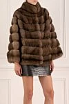 Giorgio Magnani Women's beige sable fur coat - 100% sable. Closure: buttons. two side pockets. Country of manufacture: Italy. Care: specialized cleaning - photo 3