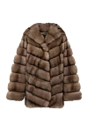 Giorgio Magnani Women's beige sable fur coat with a hood - 100% sable. Closure: buttons. two side pockets. Country of manufacture: Italy. Care: specialized cleaning - photo 1