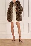 Women's beige sable fur coat with a hood Giorgio Magnani - 100% sable. Closure: buttons. two side pockets. Country of manufacture: Italy. Care: specialized cleaning - photo 2