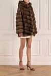 Giorgio Magnani Women's beige sable fur coat with a hood - 100% sable. Closure: buttons. two side pockets. Country of manufacture: Italy. Care: specialized cleaning - photo 3