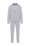 Brunello Cucinelli Gray melange men's tracksuit with hood - melange. hood. 93% cotton, 7% polyamide. Closure: drawstring. Country of manufacture: Italy. Care: specialized cleaning - photo 1