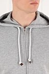 Brunello Cucinelli Gray melange men's tracksuit with hood - melange. hood. 93% cotton, 7% polyamide. Closure: drawstring. Country of manufacture: Italy. Care: specialized cleaning - photo 5