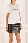 Givenchy Women's white T-shirt made of cotton - brand logo. 100% cotton. Country of manufacture: Italy. Care: specialized cleaning - photo 3